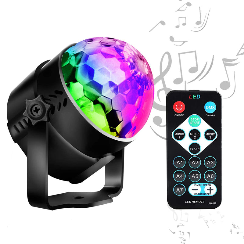 Delgeo Disco Lights, Stage Light Ball,7 Color Sound Activated Party Lights, for Xmas Club/ KTV/ Pub（UK Plug)