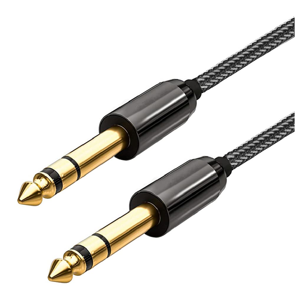6.35mm to 6.35mm Stereo Cable 2M,1/4 Inch Male TRS Speaker Amp Cable Jack for Electric Guitar,Bass,Amplifier,Keyboard Professional Instrument etc(BLACK)