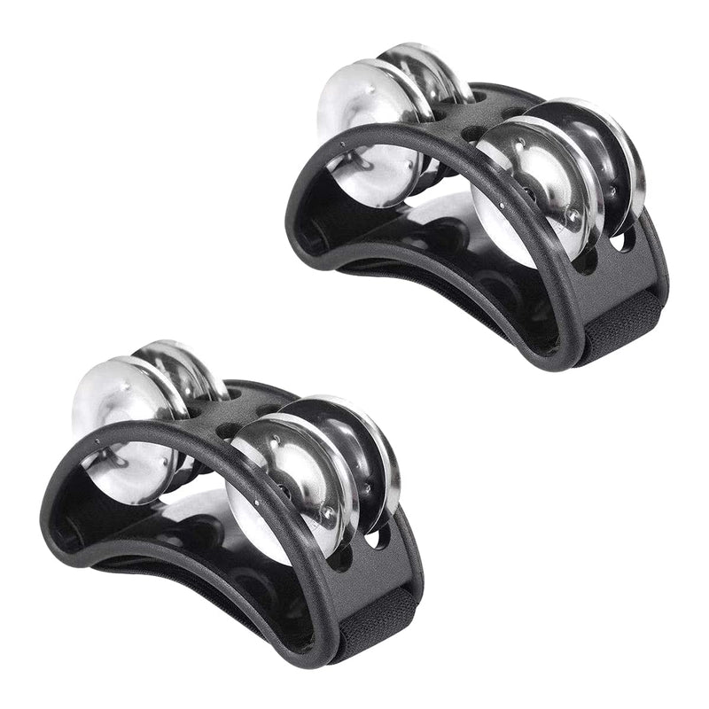 2 Pcs Foot Tambourine Foot Step Rattle with Metal Jingles Bell Drum Accessory Instrument for Drum Instrument, Guitar Playing