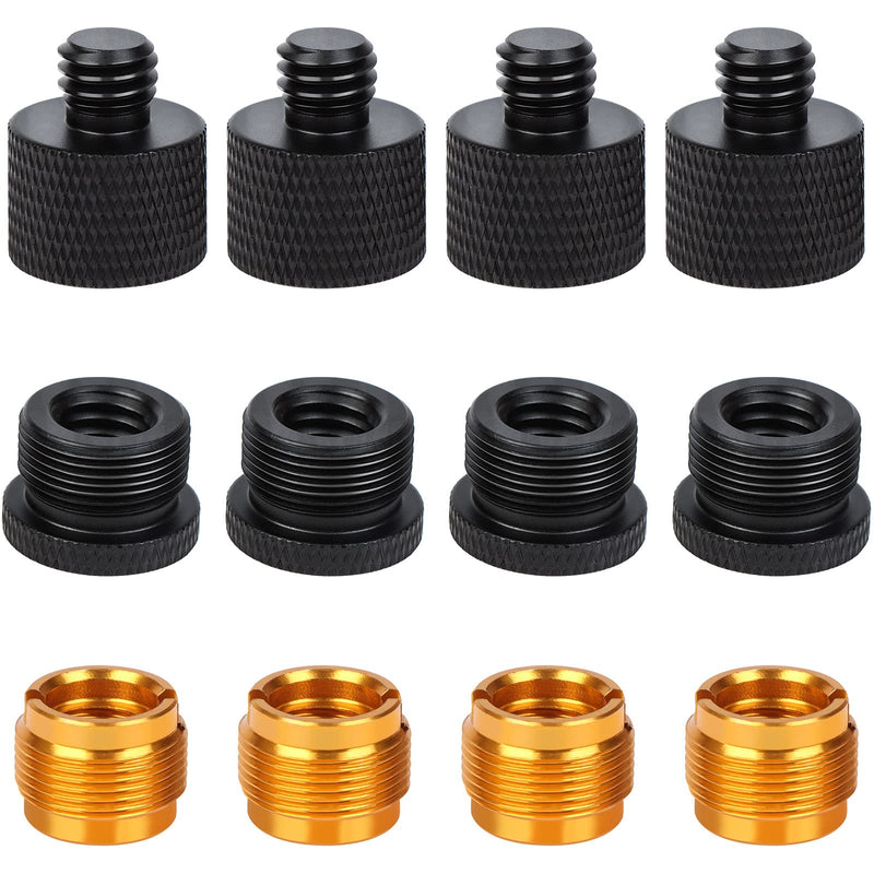 NIU MANG 12 Pieces Mic Thread Adapter Set Mic Stand Adapter Microphone Mic Screw Nut Clip Adapters 5/8 Female to 3/8 Male and 3/8 Female to 5/8 Male Screw Adapter
