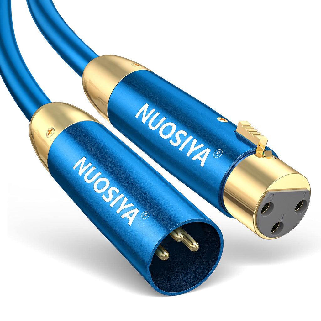 XLR Cable, NUOSIYA Balanced Mic Cable, 3-Pin XLR Male to Female Noiseless Audio Extension Cable, Compatible with Mixing Desk, Speaker, Phantom Power, Amplifier, PA System, Studio Recorder (Blue, 2m) 2 Metre XLR to XLR Cable