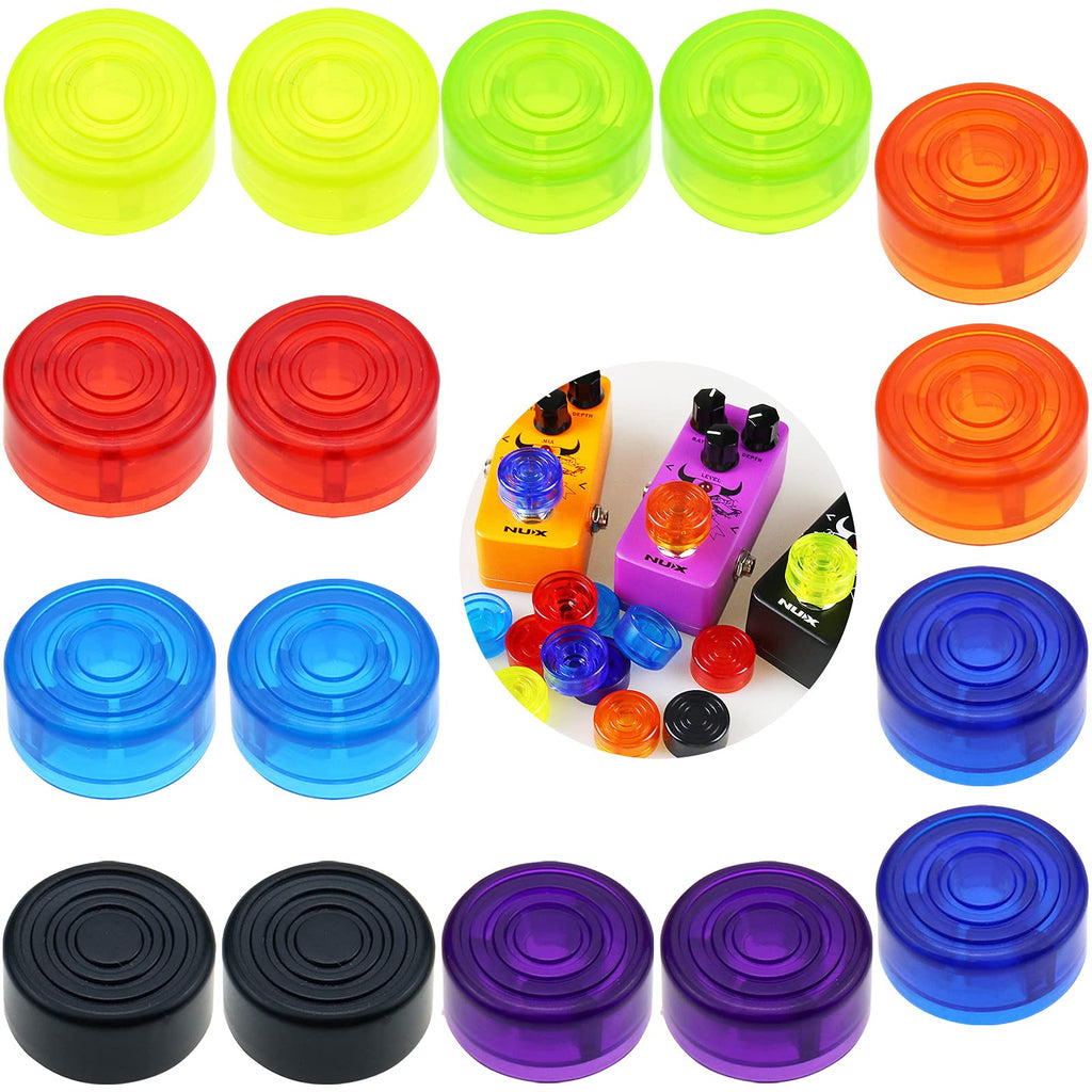 16 PCS Multicolor Footswitch Topper,Guitar Foot Nail Plastic Effect Pedal Protection Cap for Guitar Effect Accessories