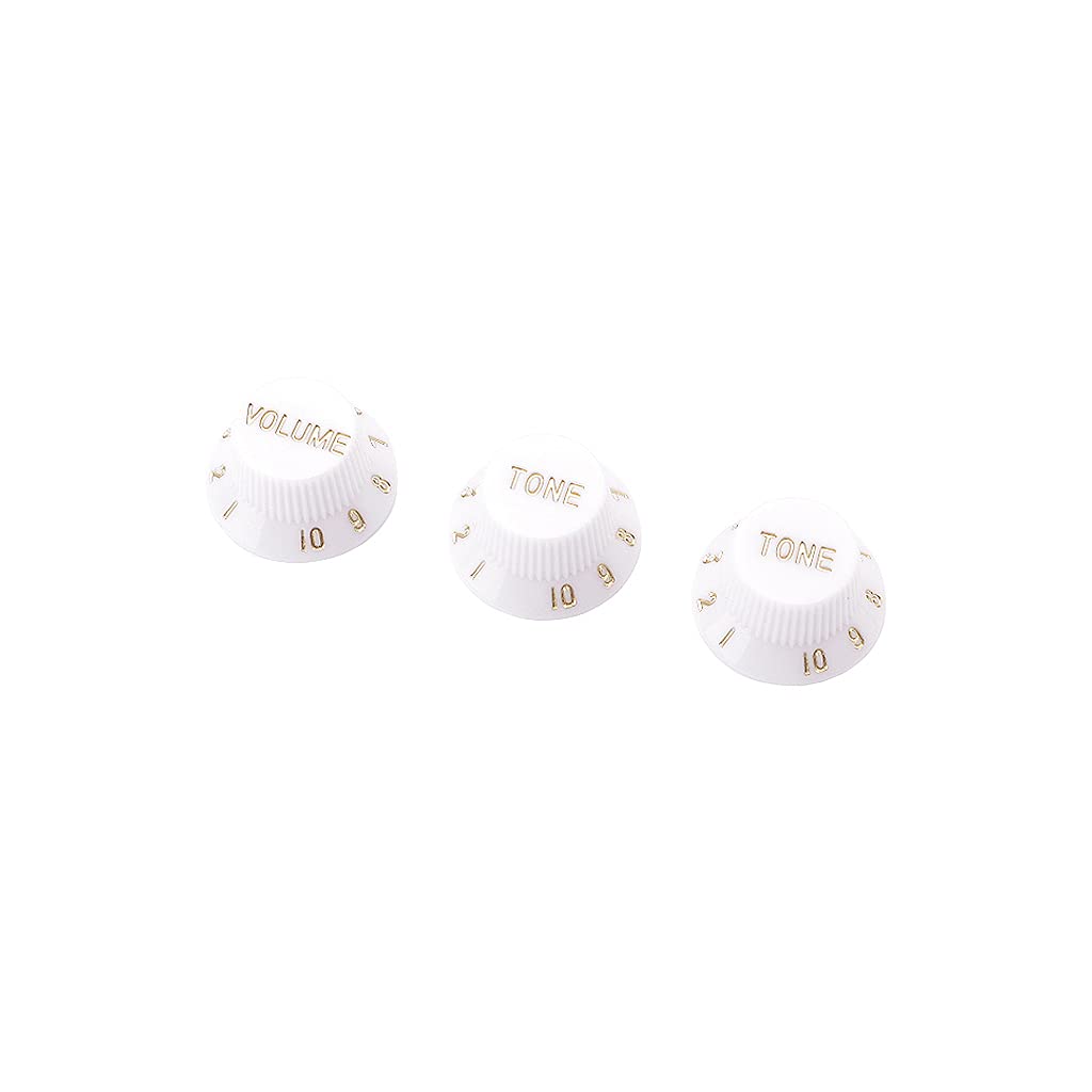 Alnicov 3 in 1 Speed Volume Tone Guitar Control Knobs Plastic Knobs for Left Hand Guitar Bass Parts,White