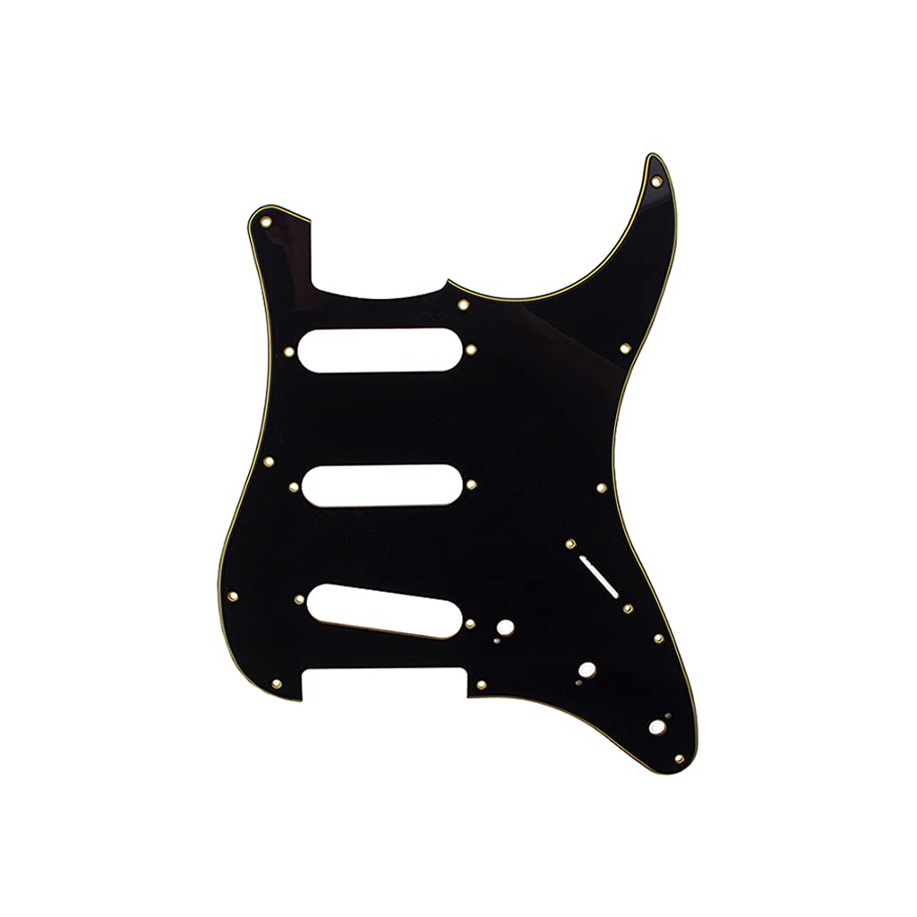 Alnicov SSS 11 Hole Strat Electric Guitar Pickguard for Standard Stratocaster Style Guitar Parts,3Ply Black