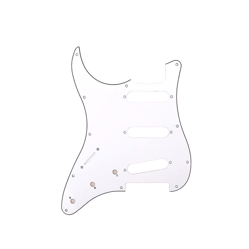 Alnicov Left Handed SSS 11 Hole Guitar Strat Pickguard for Stratocaster Guitar Replacement Parts,3Ply White