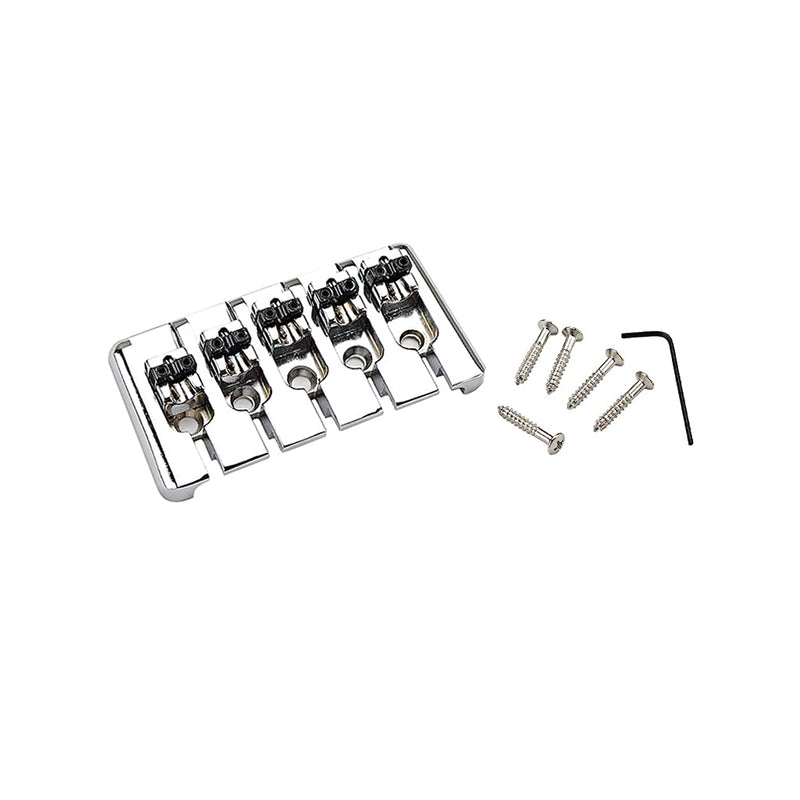 Alnicov 5 String Fixed Bridge for Electric Bass Guitar Parts Accessories Chrome