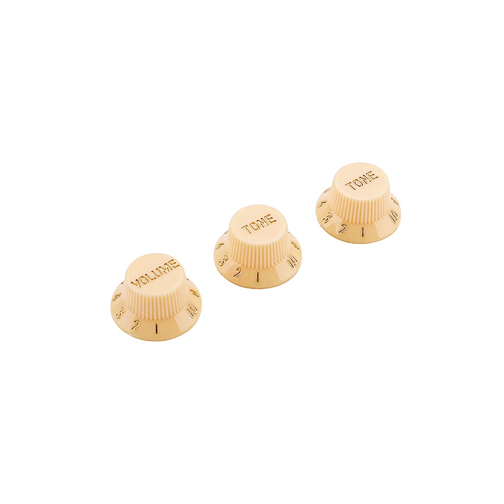 Alnicov 3 in 1 Speed Volume Tone Control Knobs Plastic Knobs for Left Hand Guitar Bass Parts,Cream Color