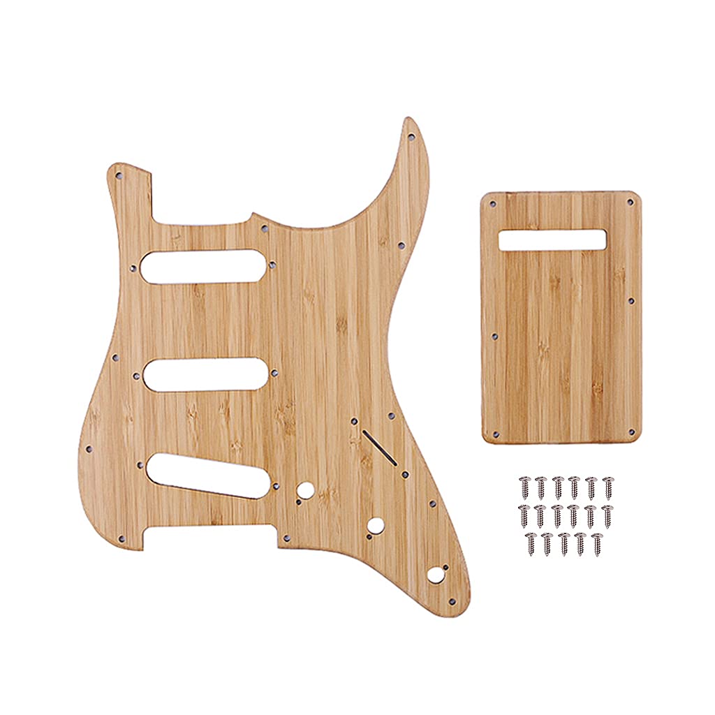 Alnicov SSS 11 Hole Strat Pickguard Backplate with Screws for Stratocaster Strat Guitar(Bamboo Material)