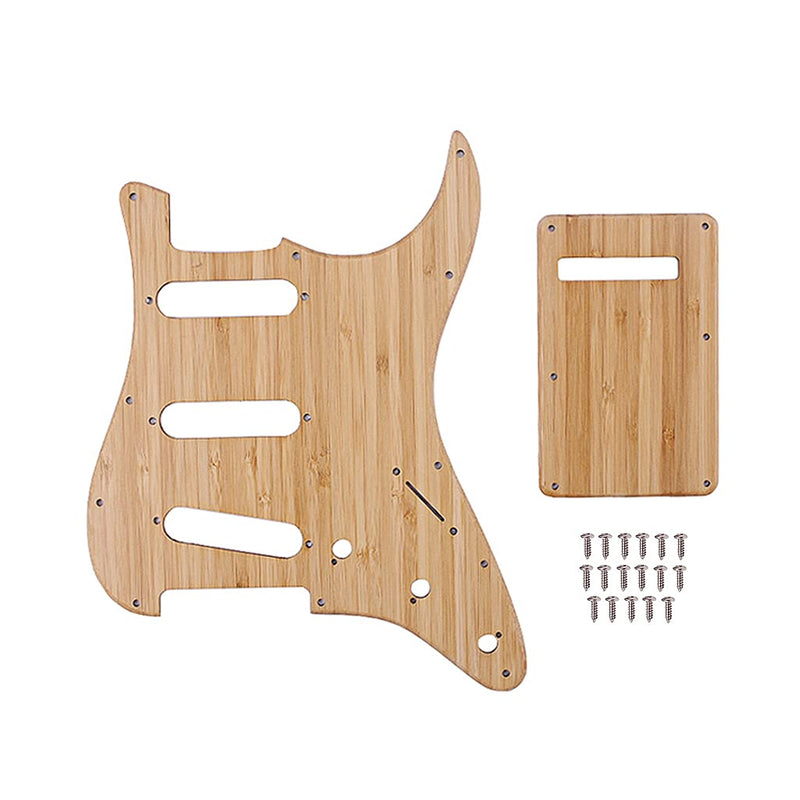 Alnicov SSS 11 Hole Strat Pickguard Backplate with Screws for Stratocaster Strat Guitar(Bamboo Material)