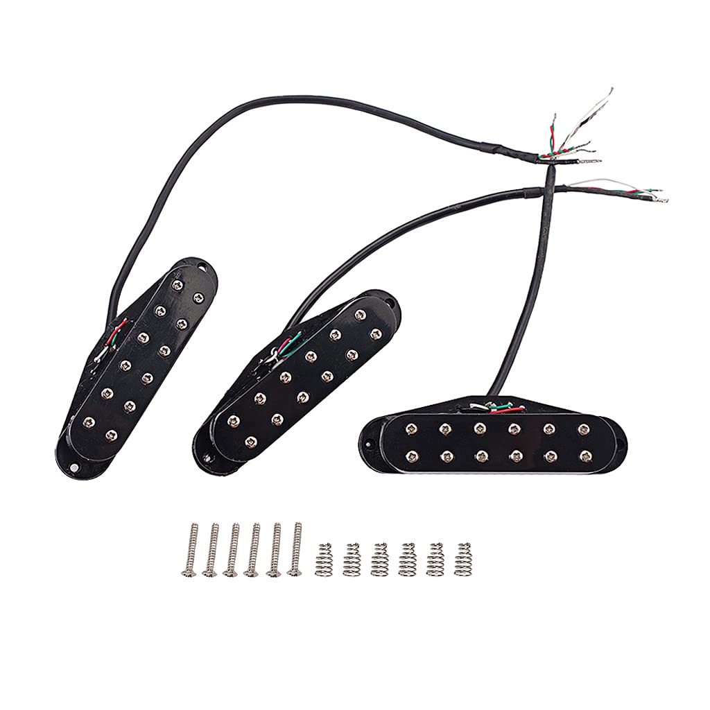 Alnicov 3PCS Guitar Mini humbucker Pickups,Neck Middle Bridge SSS Pickups Set for Strat ST Style Guitar Accessory(Black)