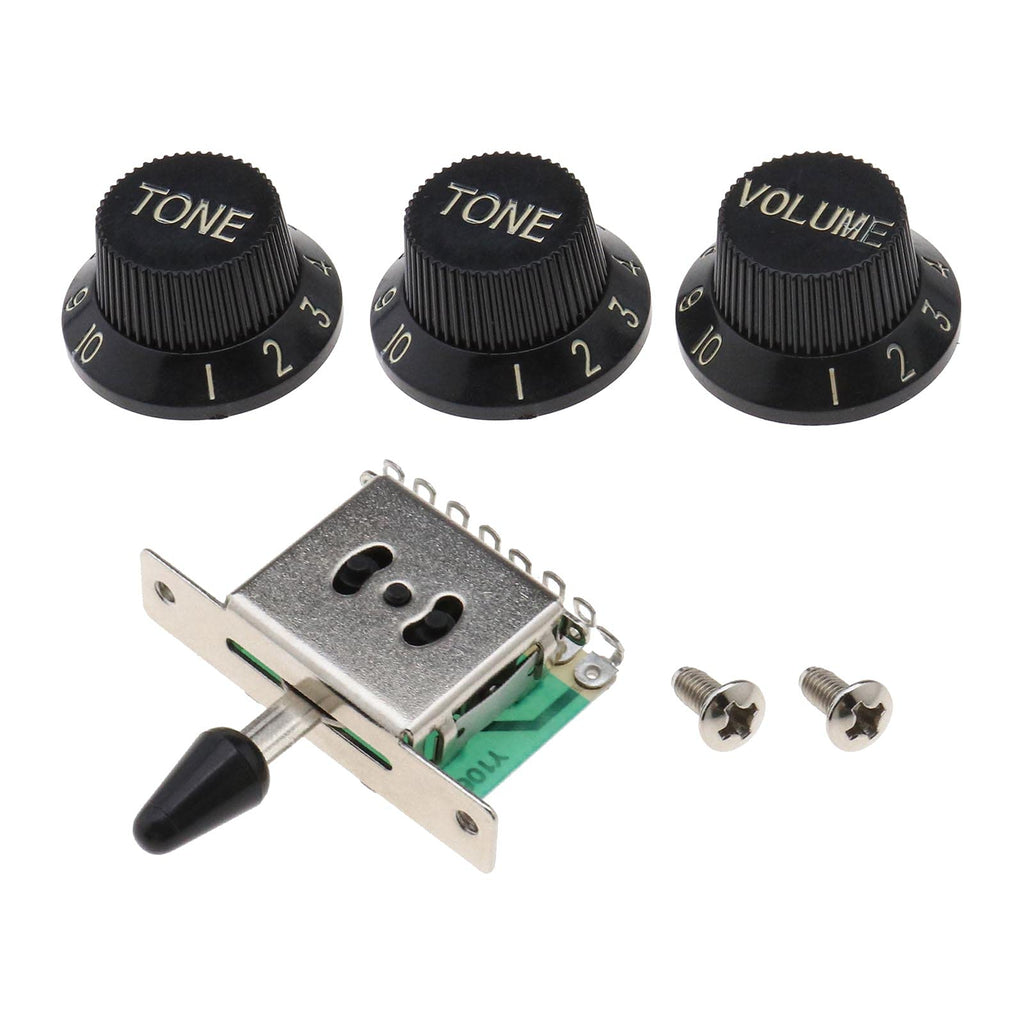4x Electric Guitar 5 Way Pickup Selector toggle Switch Kit 1 Tone 2 Volume Compatible with Stratocaster Telecaster SQ Guitar