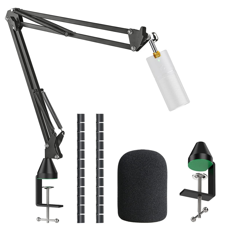 YOUSHARES Razer Seiren X Mic Stand with Foam Mic Cover - Mic Boom Arm Stand with Windscreen Pop Filter Compatible with Razer Seiren X Microphone