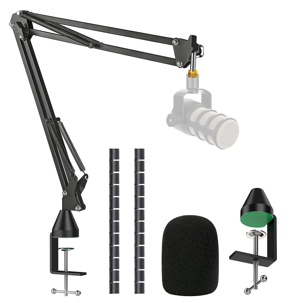 YOUSHARES Rode Podmic Stand with Pop Filter - Professional Heavy-duty Microphone Boom Arm with Foam Windscreen Improve Recording Quality