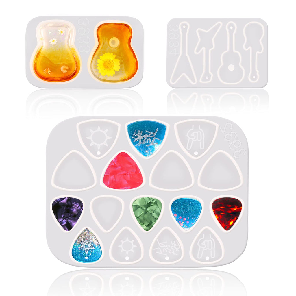 Guitar Pick Resin Molds, Guitar Resin Epoxy Molds, Nice Gift For Musicians, Guitarists Guitar Triangle Plectrum Resin Molds Silicone For Guitar Plectrum, Decoration, Resin Keychain，Musical Accessories