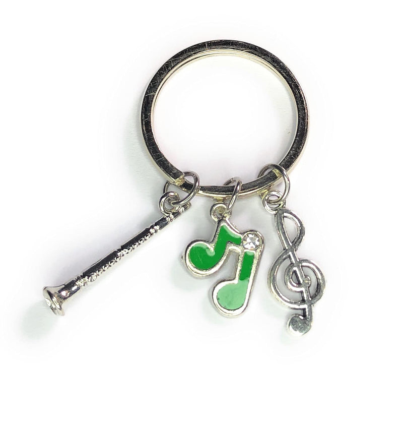 FizzyButton Gifts Clarinet Oboe Music Keyring Key Ring with Clarinet, Quavers and Treble Clef Charms